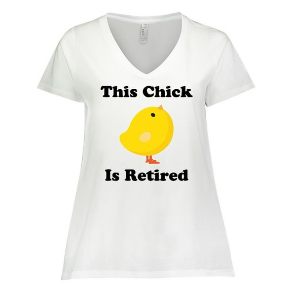 Inktastic Retirement Gift This Chick is Retired Women's Plus Size V-Neck T-Shirt