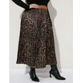 thumbnail image 3 of Women's Plus Size Pleated Skirt Casual Chiffon Elastic Waist Boho Skirts Plus Size Midi Skirts, 3 of 7