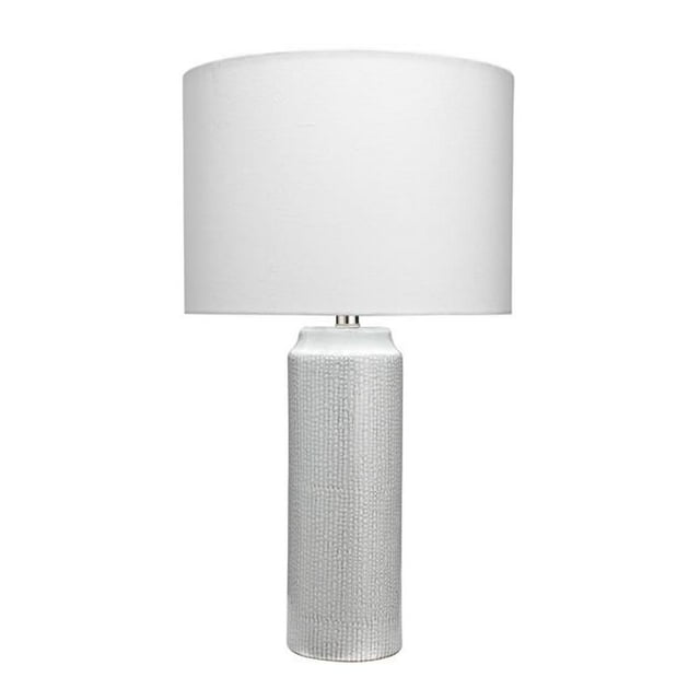 Benzara BM241093 26 x 14 x 14 in. Table Lamp with Ceramic Cylindrical Body & Textured Pattern, Cream