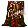 thumbnail image 2 of Light Up Christmas Golden Text Festive Holiday, Festive Holiday Scene, Warm Flannel Blanket for Living Room and Reading Nook, Art Lovers Christmas Gift, Festive Home Decor, 2 of 9