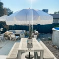 thumbnail image 3 of AMMSUN 7ft Patio Umbrella with Fringe Tassel Outdoor UPF50+ Shade Tilt Shelter,Navy Blue Stripes, 3 of 10