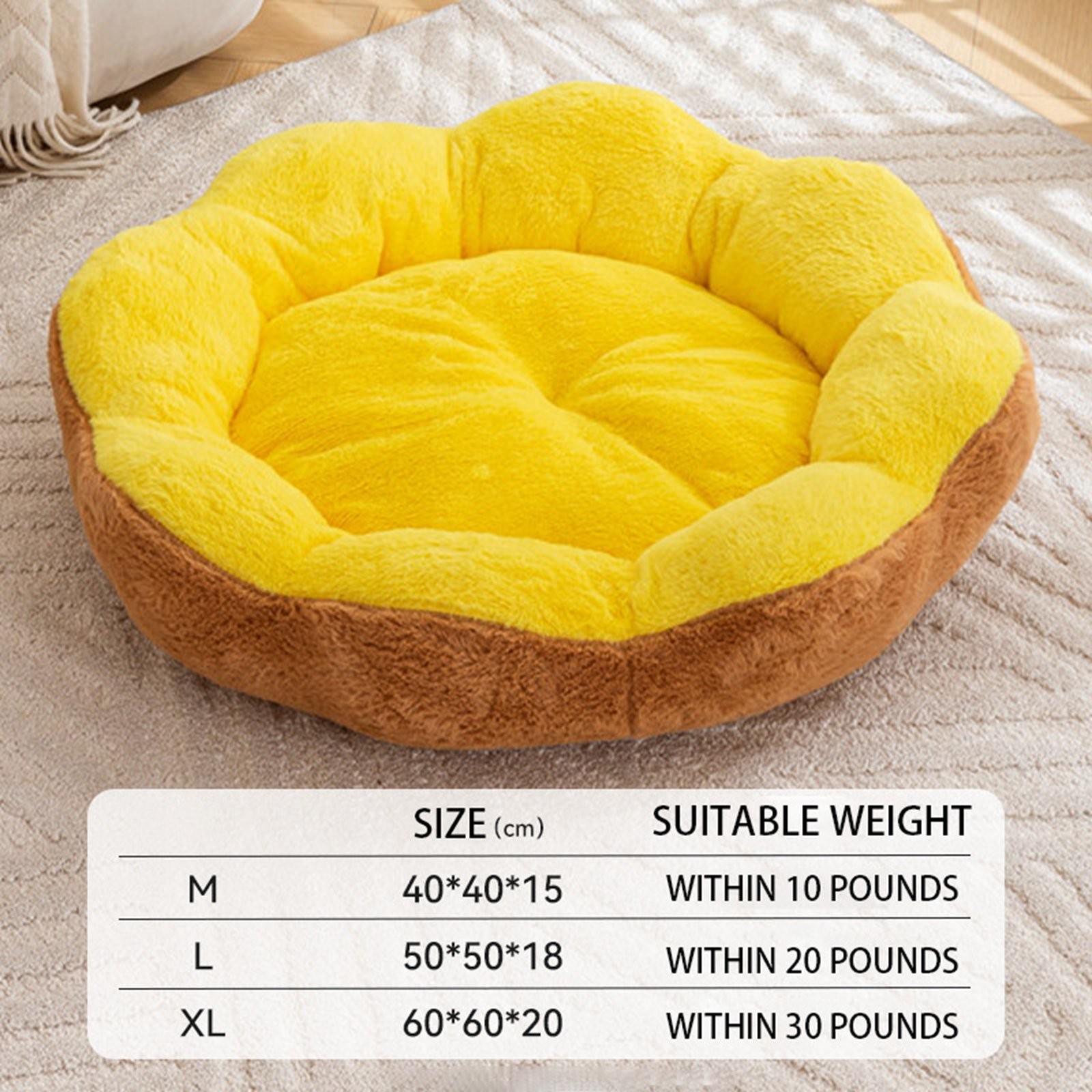 60x60x20 Inches Extra Large Flower Donut Dog Bed, Soft Round Plush Calming Bed for Cats Dogs, Warming Cat Bed Mat - Non- Machine Washable Pet Couch