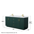 thumbnail image 6 of Wyndham Collection Miranda 72" Wood & Metal Double Bathroom Vanity in Green/Gold, 6 of 7