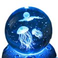 thumbnail image 1 of Bola de cristal tallada en 3D, luz nocturna, enchufe USB, adorno de iluminación (medusas) Tmvgtek Para estrenar, 1 of 6