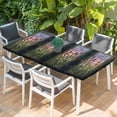 thumbnail image 2 of Stained Glass Table Cloths for 3 Foot Rectangle Tables, Vintage Abstract Botanical Plant Patio Waterproof Elastic Fitted Tablecloths, Washable Rectangular Table Cover for Camping, 2 of 8