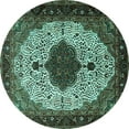 thumbnail image 1 of Ahgly Company Indoor Round Medallion Turquoise Blue Traditional Area Rugs, 8' Round, 1 of 4