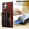 thumbnail image 3 of SaniMore for Samsung Galaxy S22 Ultra Case, Samsung Galaxy S22 Ultra Wallet Case for Women Men, PU Leather RFID Blocking Wristlet Zipper Shoulder Strap Cover with Card Holder Kickstand, Red, 3 of 10