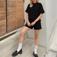 thumbnail image 4 of Carlikeit Casual Summer Matching Set for Women, Ribbed Short Sleeve Top and Shorts Outfit with Pockets, Loose Fit Cruise and Vacation Lounge Set, 4 of 6