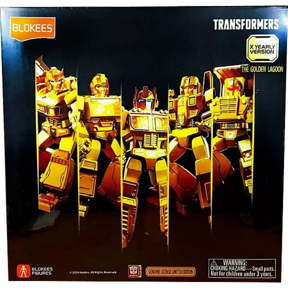 Transformers Blokees Optimus Prime, Long Haul, Starscream, Ironhide & Jazz Model Kit 5-Pack Set (Gold Edition)