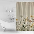 thumbnail image 2 of Shower Curtain, Watercolor Flower Leaves on Vintage Waterproof Shower Curtain Set with Hooks for Bathroom Showers,Stalls and Bathtubs,72x84In Summer Floral, 2 of 9