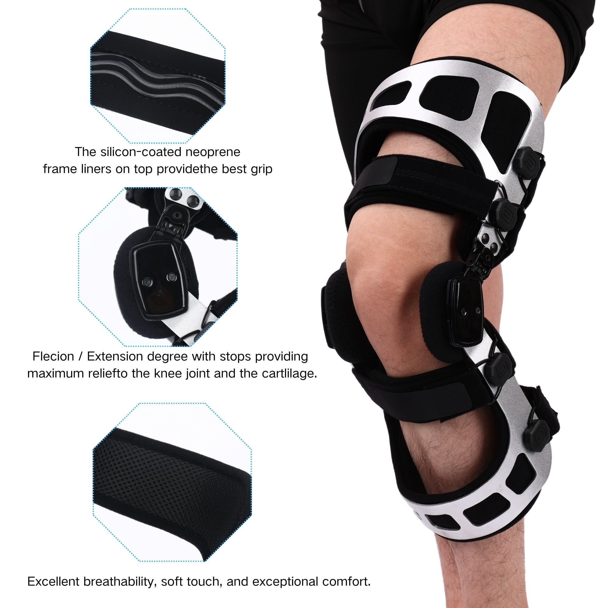 OA Unloader Knee Brace, Double Upright Unloader Knee Brace for ACL, PCL, Mild Osteoarthritis, Bone-on-Bone Pain and Meniscus Tear, Dual Unloading Support for Medial and Lateral