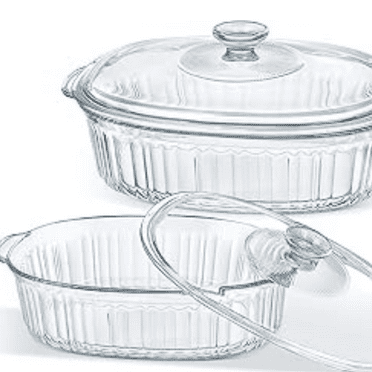 4-Piece Glass Casserole Baking Dish, Set of 2 Casseroles With Glass Lids, 1.9 Qt and 3 Qt