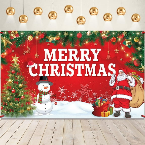 KatchOn, Merry Christmas Banner for Christmas Decorations - XtraLarge, 72x44 Inch | Christmas Wall Banner | Christmas Party Banner | Merry Christmas Backdrop for Merry Christmas Party Decorations