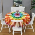 thumbnail image 2 of Rainbow Tie Dye Mandala Pattern Round Tablecloth 60"x60",Wrinkle Wipeable Table Cloth for Kitchen Dining Room Picnic Patio Party, 2 of 6
