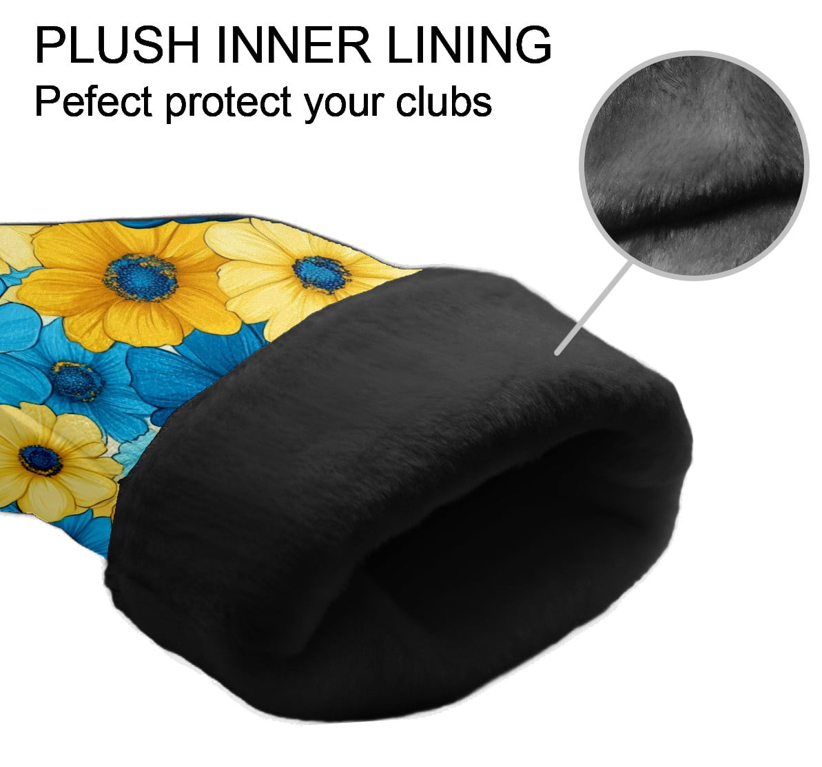 Golf Club Covers PU Leather Waterproof Head Covers for Fairway Woods Hybrids Yellow Blue Flowers