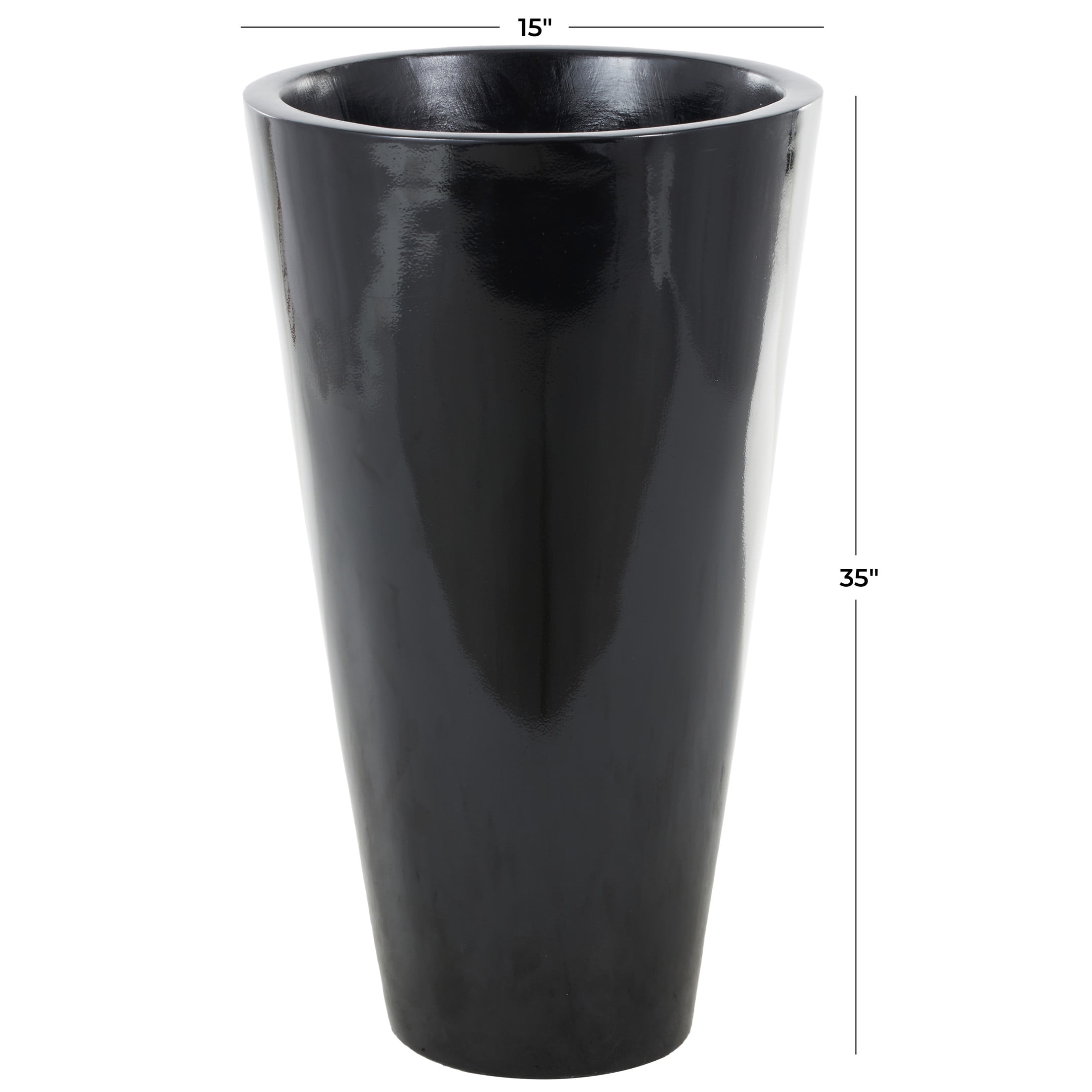 DecMode 35" Floor Black Fiberglass Vase