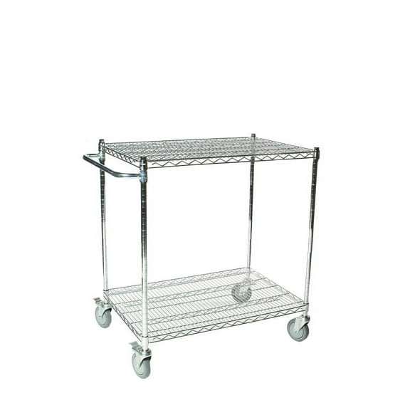 24" Deep x 60" Wide x 39" High 2 Tier Chrome Wire Shelf Cart