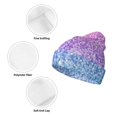 thumbnail image 3 of Pofeuu Multicolor Glitter Print Beanie Hat for Men Women Knit Winter Hat Warm Cuffed Skull Beanie Slouchy Soft Unisex, 3 of 6