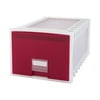 Storex Plastic Archive Storage Box with Letter & Legal Size & 24 in. Drawer, White & Red
