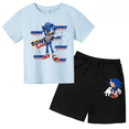 thumbnail image 5 of Nueva camiseta de Sonic para niños y niñas, conjunto de 2 piezas para adolescentes, camisetas casuales de manga corta de verano para niños, conjunto de camiseta y pantalones cortos, conjunto deportivo, 5 of 5