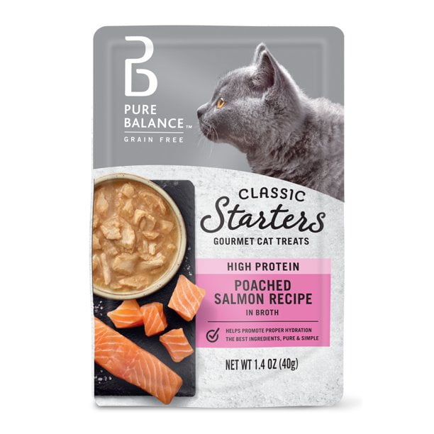 Pure Balance Pro+ Gourmet Cat Treat Skin & Coat Tuna & Salmon Recipe in Broth in 1.4oz Pouch