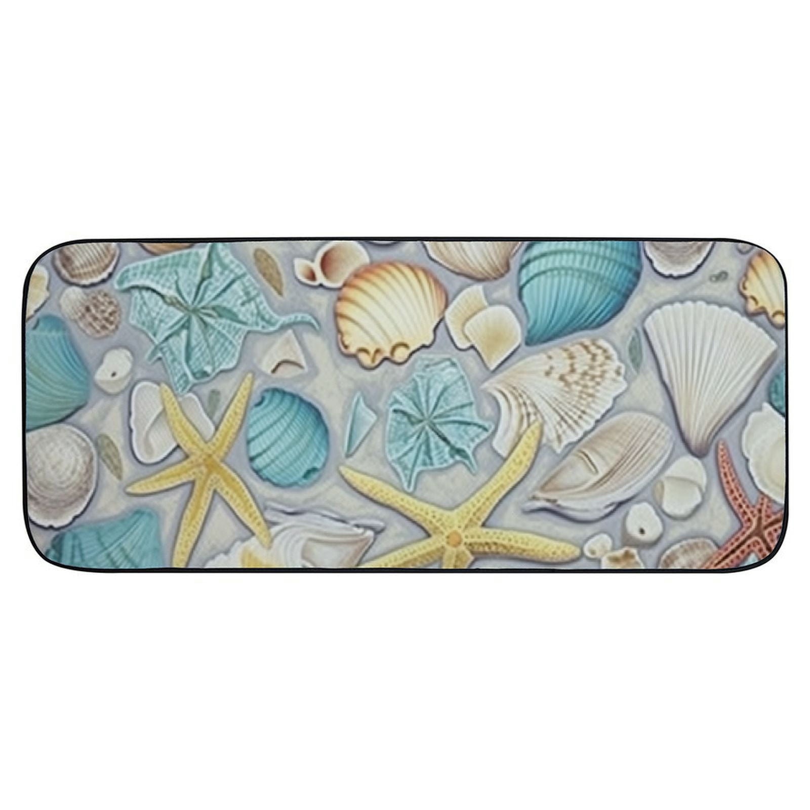 Qinduosi Doormat Seashells Seastars Marine Life Non-Slip Indoor Entryway Door Mat (Rubber Backing) 19.68*47.24 in