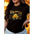 thumbnail image 1 of Taurus Zodiac Print, Crew Neck, Short Sleeve, Knit Fabric, Regular Length - Perfect for spring and summer, 1 of 7