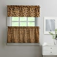 thumbnail image 2 of 3 PCS Kitchen Curtains Set - Leopard Print Tier & Valance, Modern Animal Design, Semi-Sheer Rod Pocket (54x18" + 2x27.5x24") - Farmhouse Window Treatment, 2 of 6