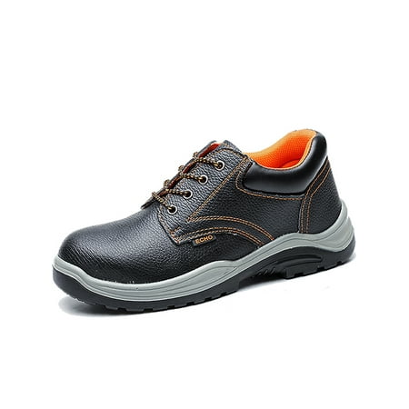 

Eloshman Mens Lightweight Safety Shoe Hiking Comfortable Lace Up Work Shoes Industrial Anti-smash Boots Black 7.5