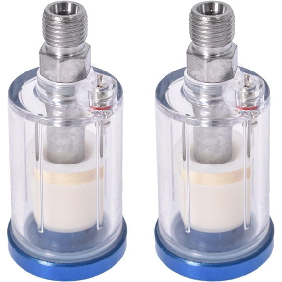 SEBLAFF 2Pcs Spray Gun 1/4" Water Trap Clear Painting Moisture Air Line Mini Filter