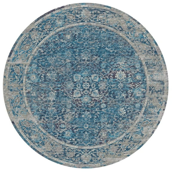 Dalyn Rug Company & Addison Rugs Indoor/Outdoor Marbella MB2 Navy Washable 8' x 8' Round Rug