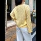 thumbnail image 4 of Suéter de Larga para Mujer, Jersey de Punto Acanalado de Otoño, Suéter Holgado de Cuello Redondo con Cable, Tops Tipo Jersey. Amarillo M, 4 of 7