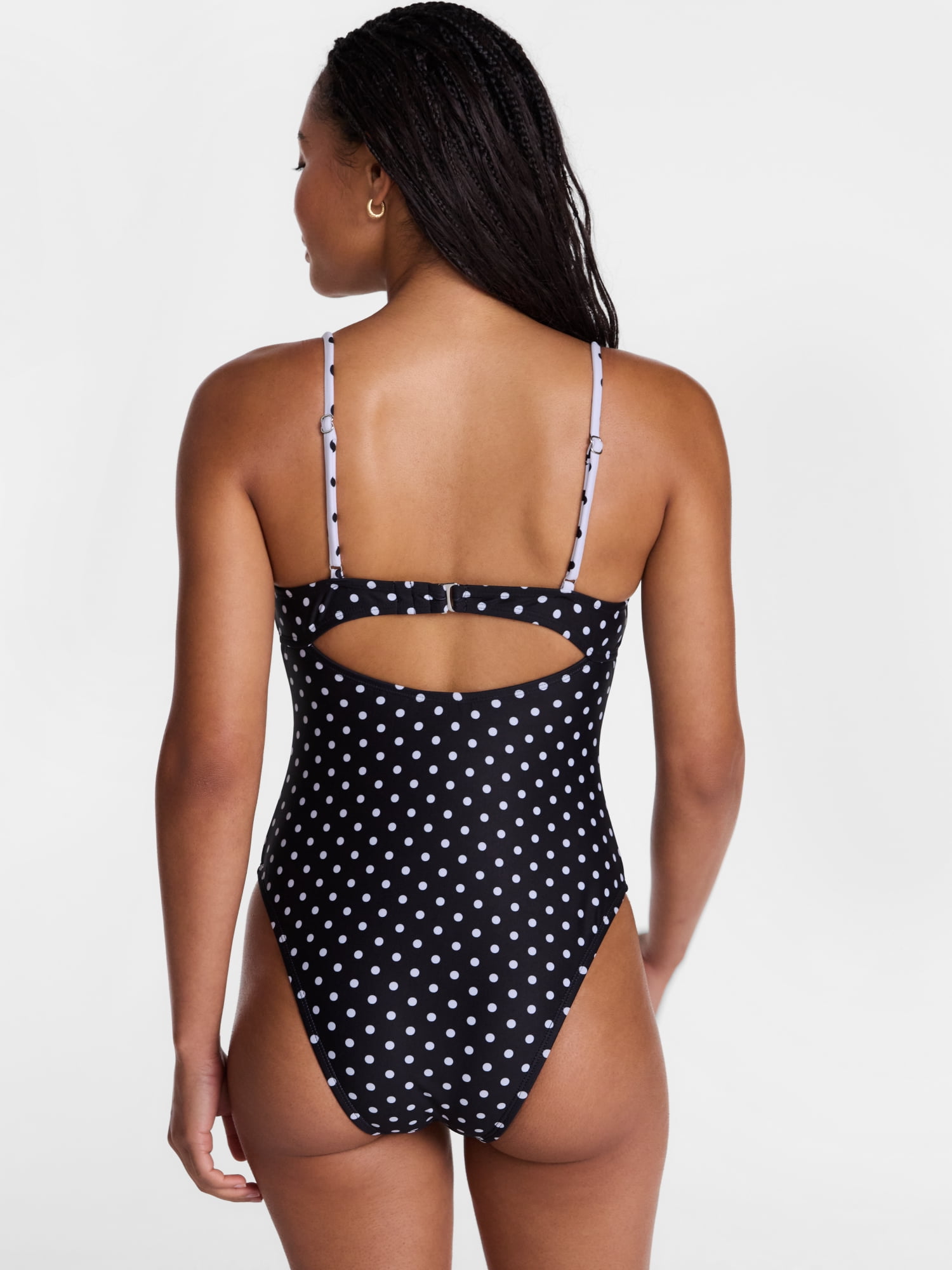 No Boundaries Polka Dot Underwire One Piece Swimsuit, Women's XXS-XXL