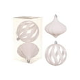 thumbnail image 2 of 10cm Christmas Balls, 2-Piece Flocked Ornaments Set in Gift Box, Holiday Decorations for Christmas Tree, Wreaths, Party Scenes, Festive Home Décor, Hanging Boutique Ornaments White, 2 of 5