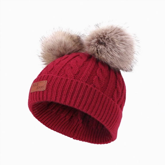 Toddler Boys Girls Cotton Baby Beanie Cute Winter Hat Soft Warm Knit Cuffed Caps Beanies 6-12 Months 12-24 Months 2T 3T 4T 5T 6T 7T 8T 9T Children(Wine,1-4 Years)