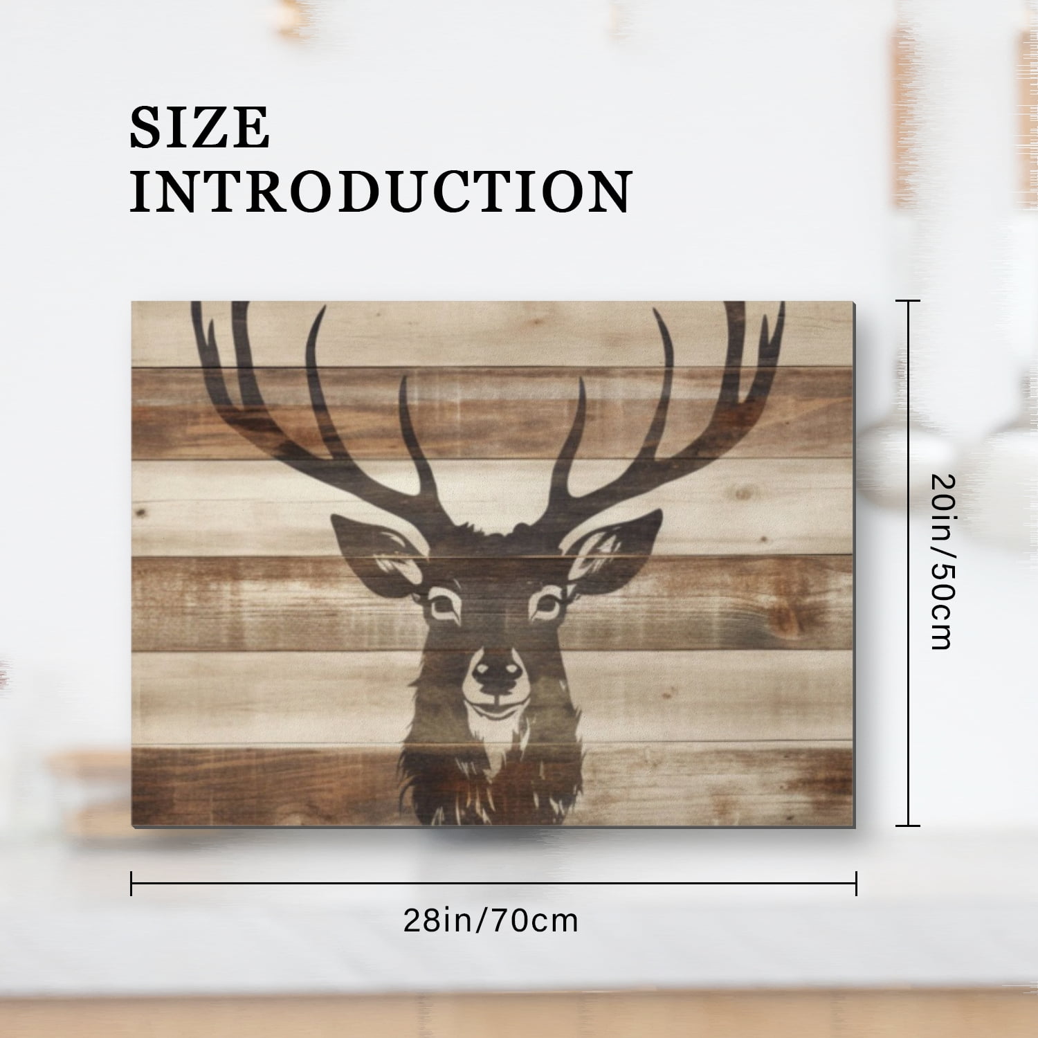 Square Electric Stove Top Covers, Deer Head on Rustic Wood Print Diatomite Foldable Waterproof Stovetop Mat, Washable Kitchen Decor Pad for Kitchen RV (28×20 Inch)