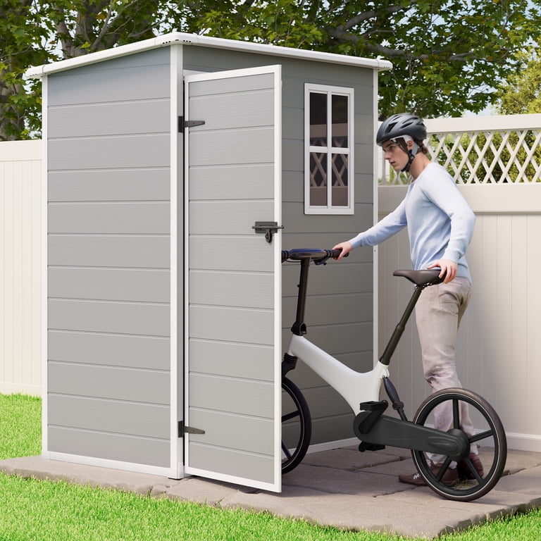 Lofka 5x3ft Resin Outdoor Storage Shed, Weatherproof Large Storage