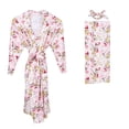 thumbnail image 2 of CHUANK Maternity Pajamas Maternity Robe and Matching Baby Set Labor Delivery Robe and Swaddle Set, 2 of 8