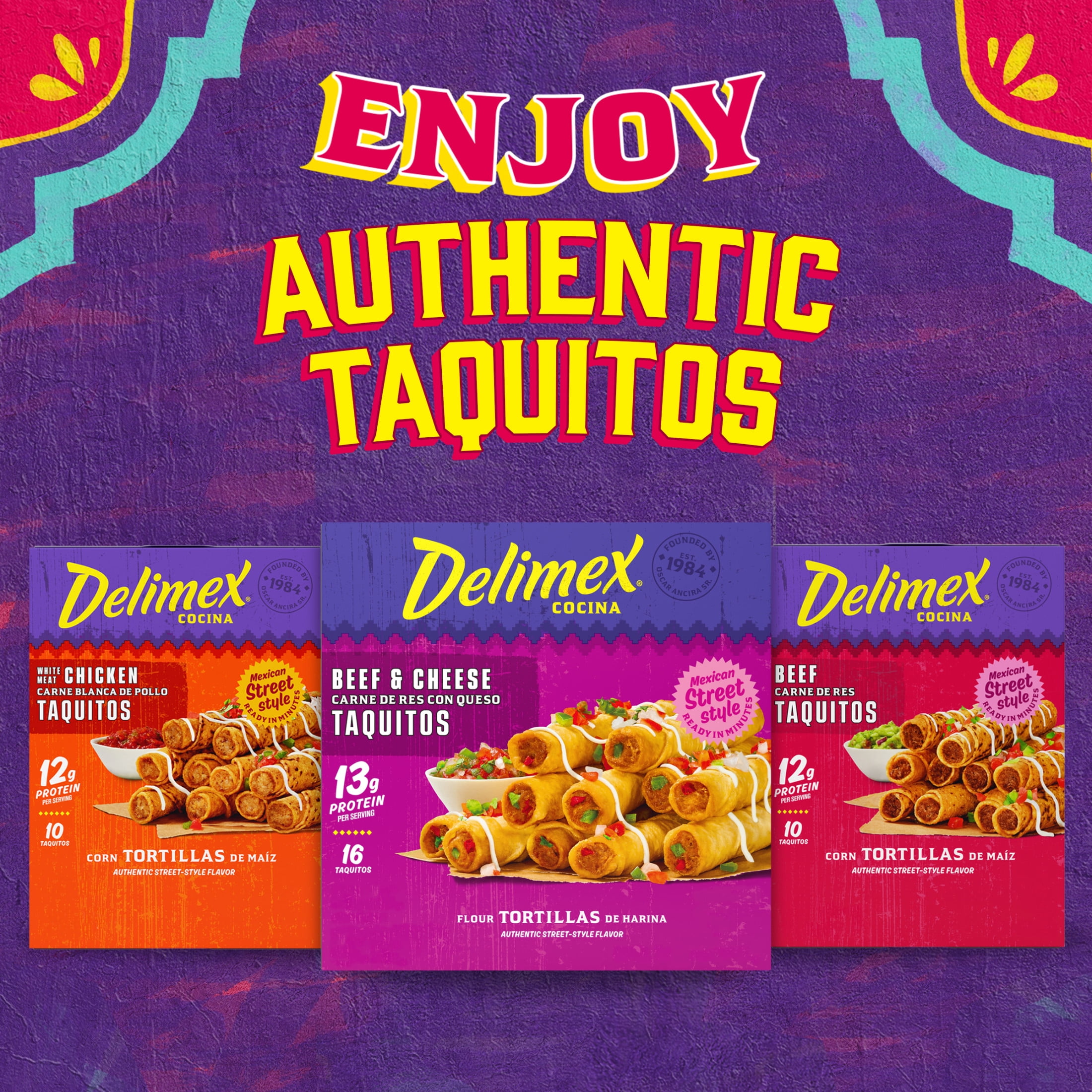Delimex Beef & Cheese Taquitos Frozen Snacks, 16 Count Box