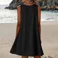 thumbnail image 6 of Rutainlusire Women's Summer Dresses Imitation Dress Round Neck Sleeveless Casual Dress Black L, 6 of 6