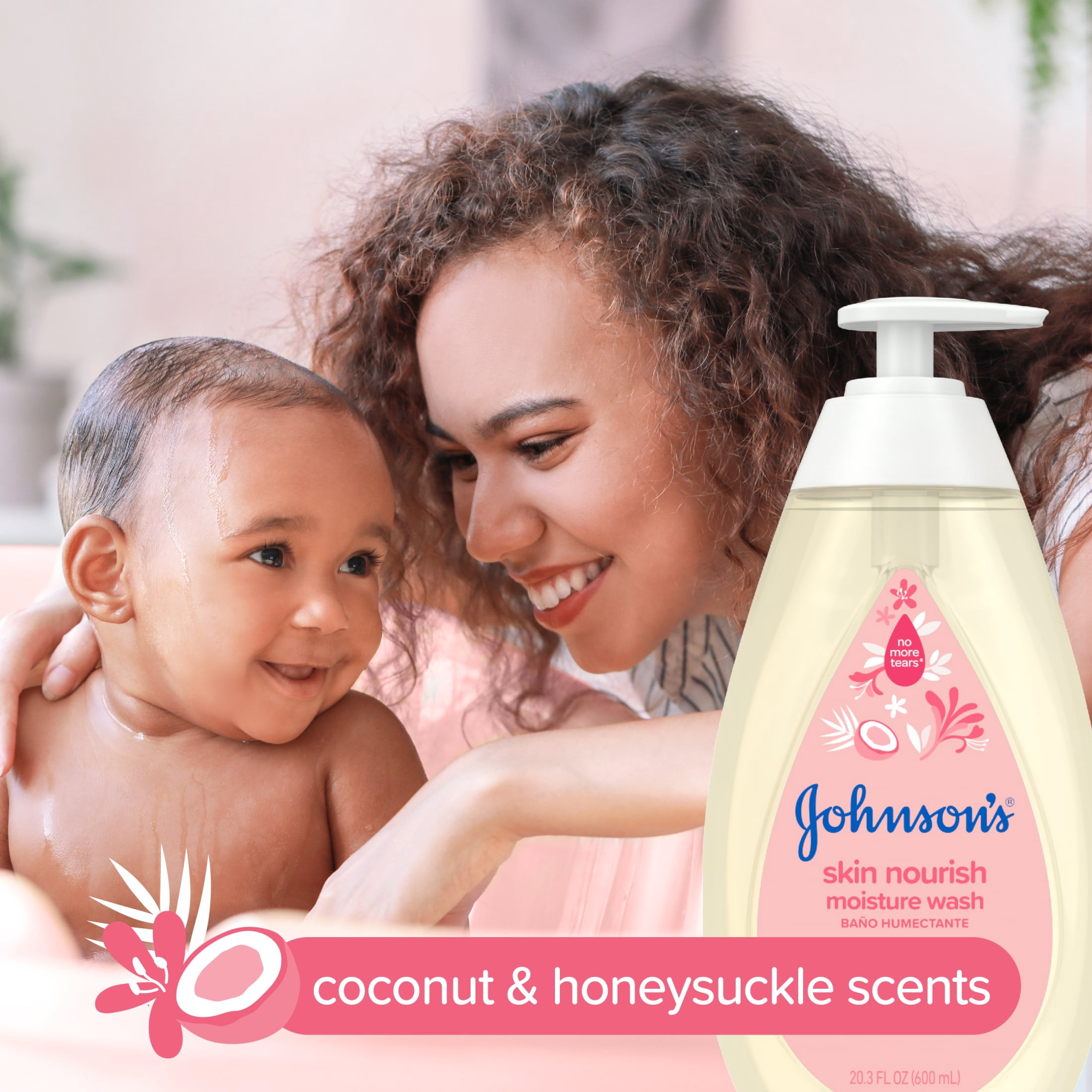 Johnson's Skin Nourish Bath Body Wash for Baby & Toddler, Coconut & Honeysuckle, 20.3 fl oz