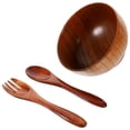thumbnail image 1 of HLONKWooden Bowls Mixing Utensils Set Dishes Dinnerware Sets Salad Serving Log Deep Small, 1 of 6