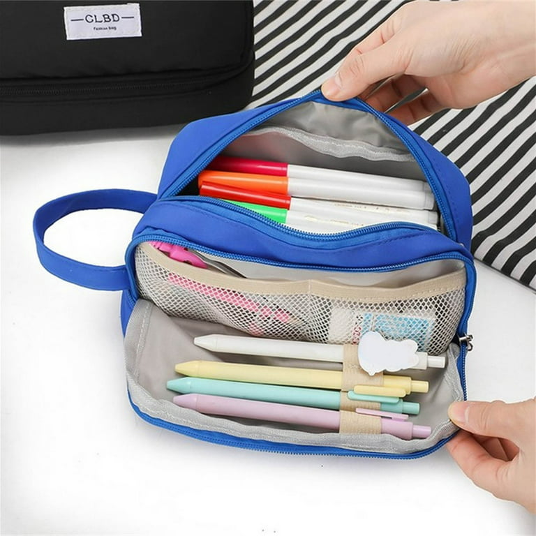 Blue Pencil Case with Open Top Pouch —