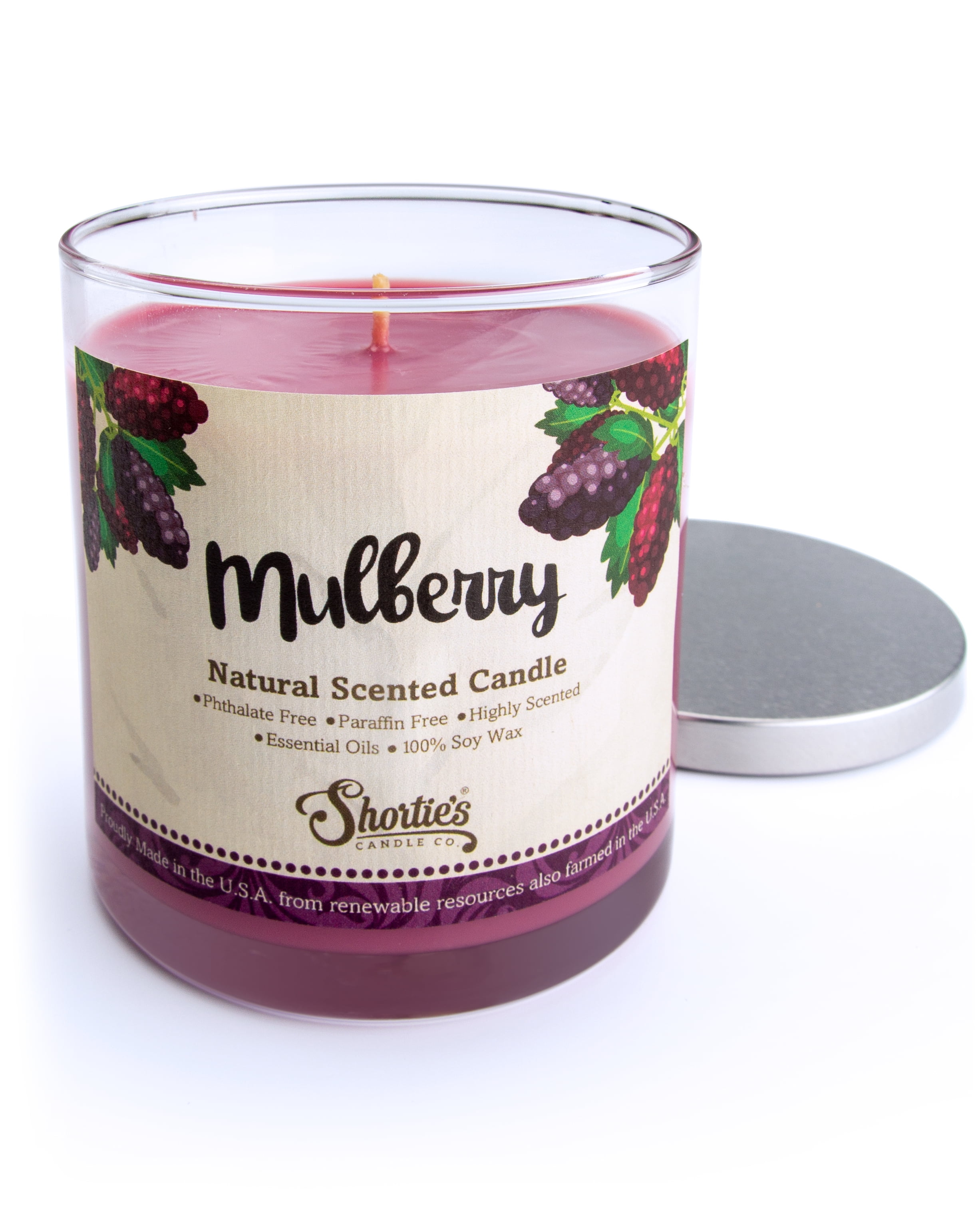 Mulberry Scented Natural Soy Candle, Essential Fragrance Oils, 100 Soy
