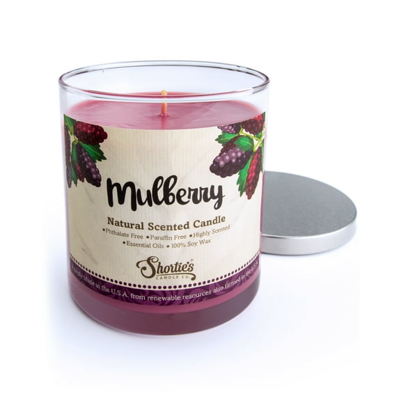 Mulberry Scented Natural Soy Candle, Essential Fragrance Oils, 100% Soy, Phthalate & Paraben Free, Clean Burning, 9 Oz.