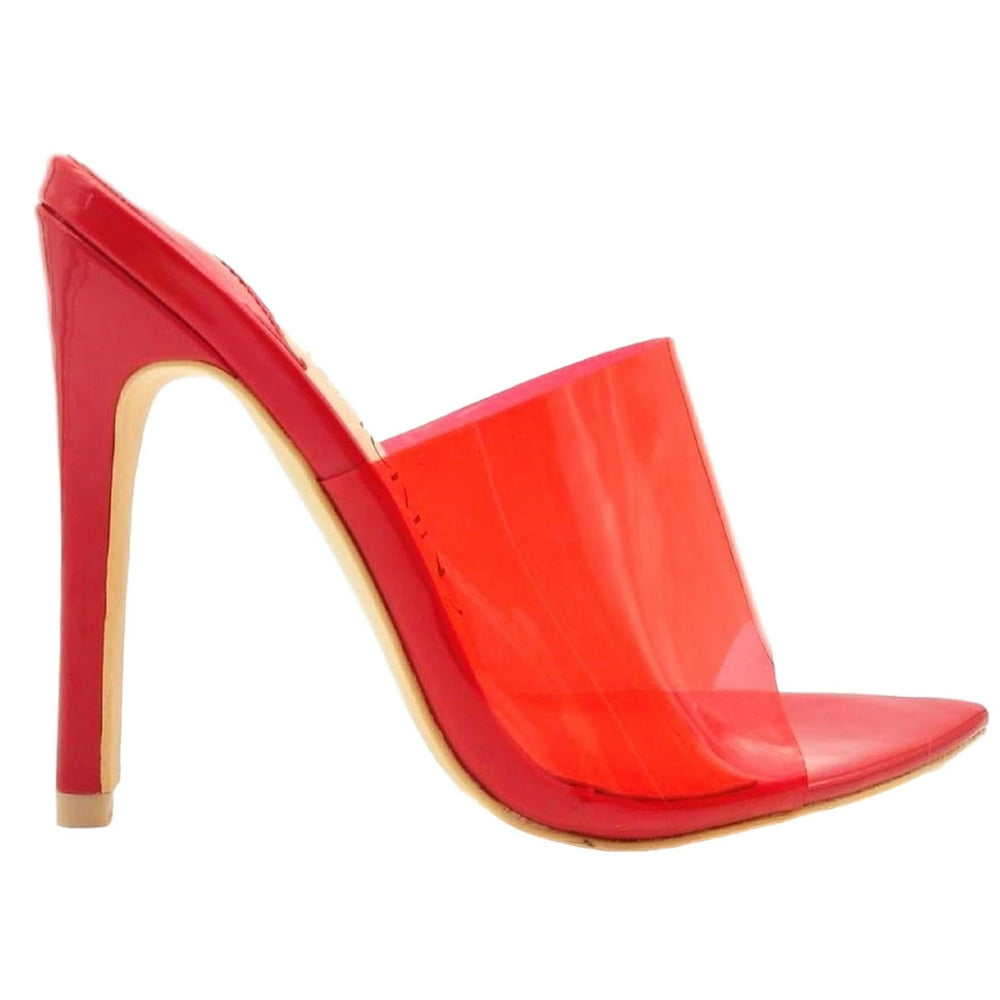 clear triangle heels