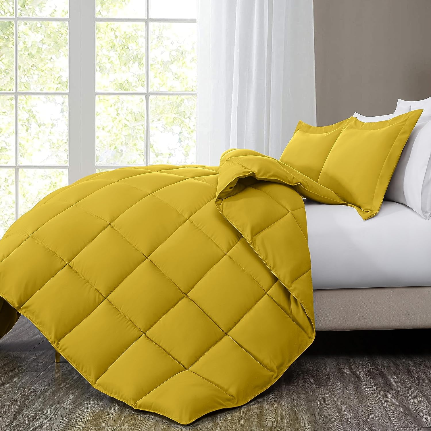 Chezmoi Collection 3-Piece Mustard Comforter Set Oversized Queen Size ...