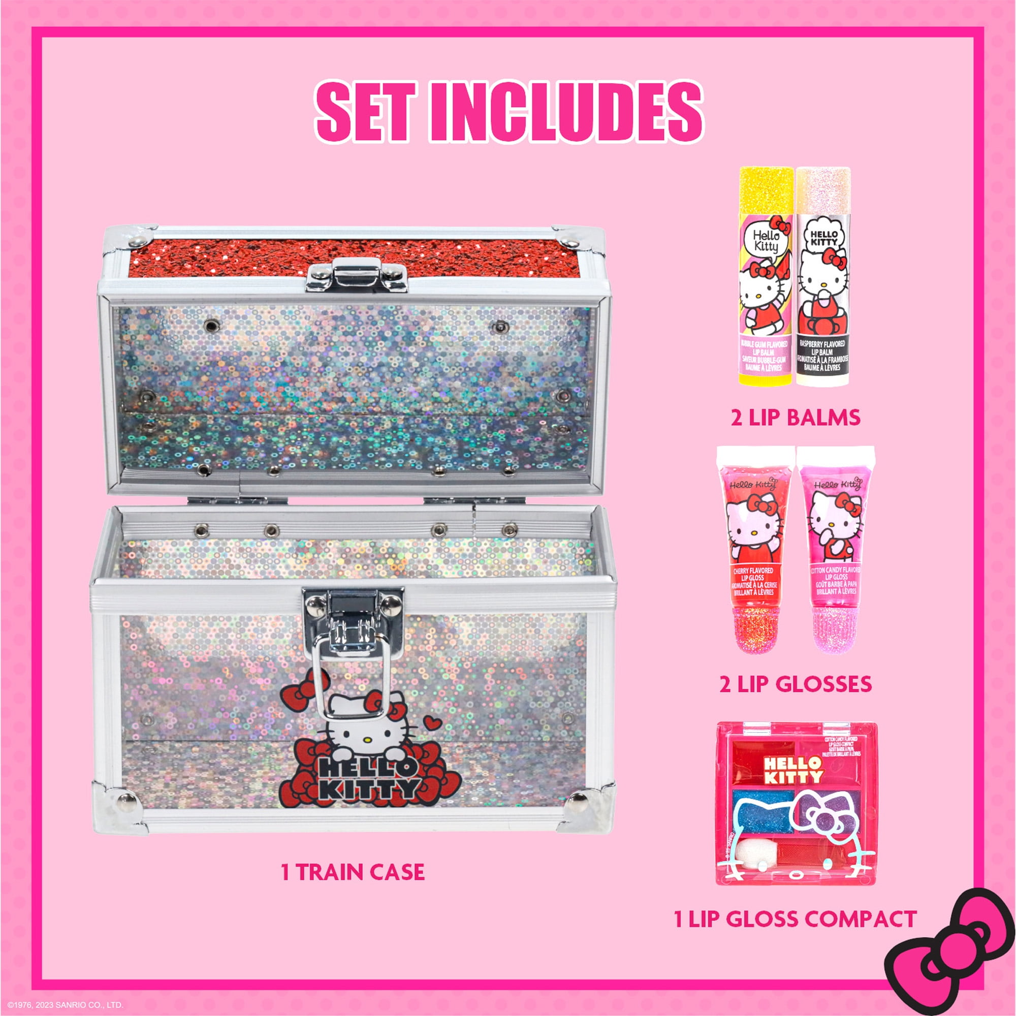 Townley Girl, Hello Kitty Mini Train Case Lip Gloss Set, 1 set