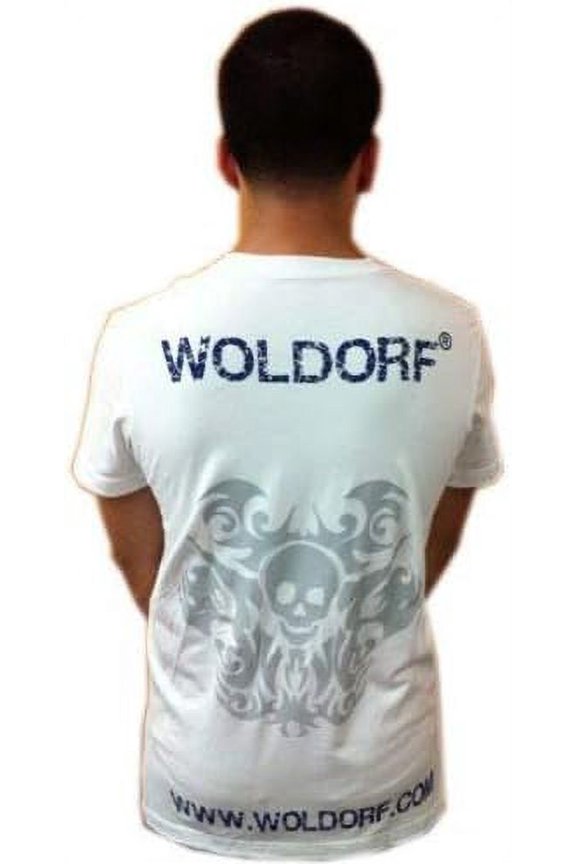Woldorf Brazilian Flag Woldorf T Shirt in White with BJJ Size S Martial Arts, Summer Fighting Equipment, Kickboxing, Muay Thai Training Equipment T - Shirts