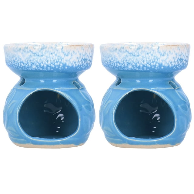 Sailing Quemador de aceite esencial de cerámica - Estufa decorativa de aromaterapia (2 piezas, azul)